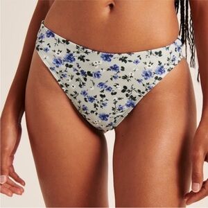 NWT Abercrombie Mid-Rise High-Leg Moderate Swim Bottom in Mint Green Floral
